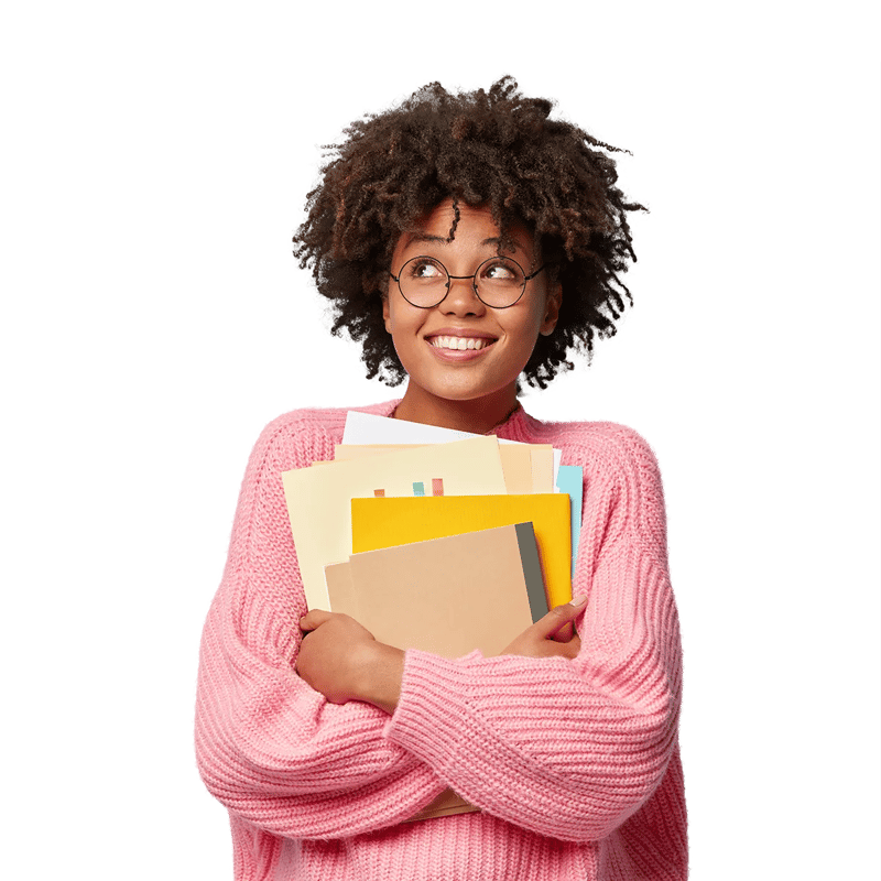 Female-student-smiling-holding-notes