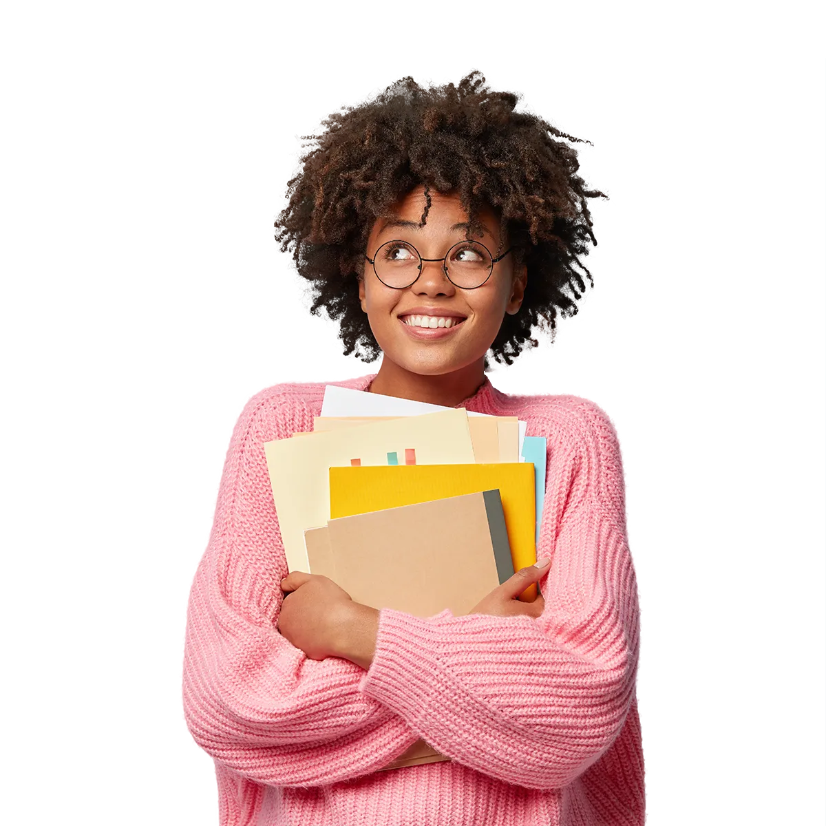 Female-student-smiling-holding-notes